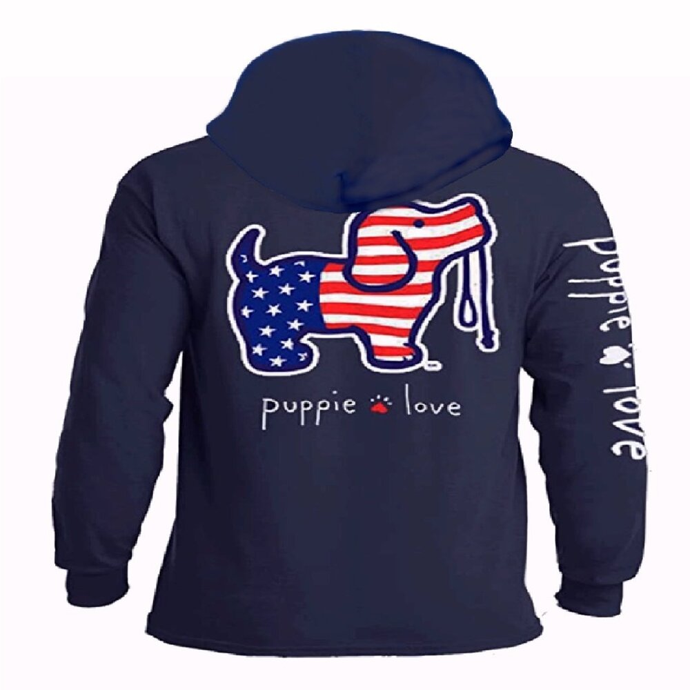 Puppie Love Dog USA Pup Pullover Hoodie NEW Fast Ship